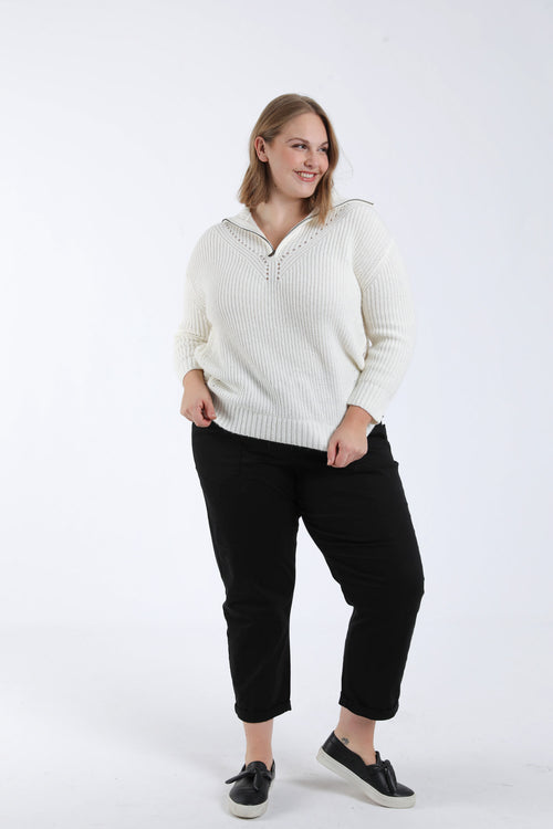 Effen trui met ritskraag-Paprika-8