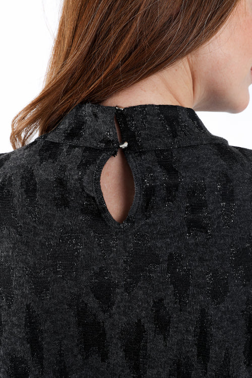 Jurk met jacquard luipaardmotief-Paprika-6