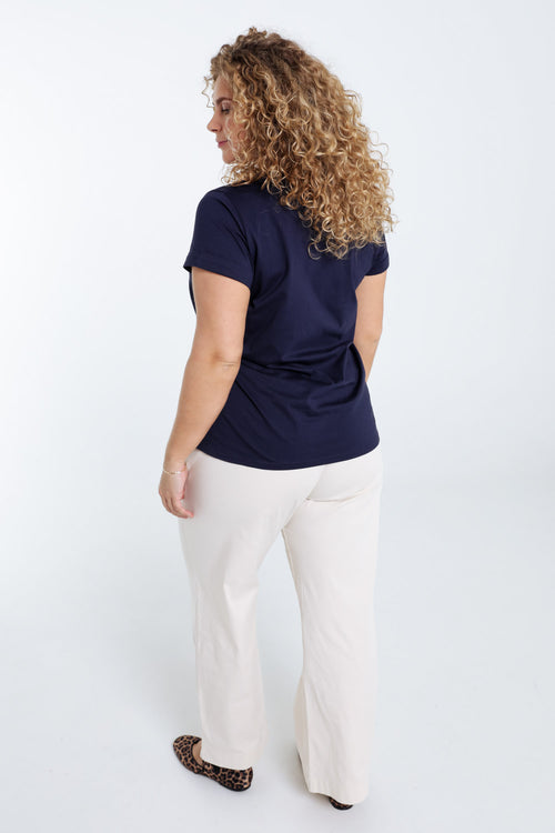 T-shirt en coton uni avec coeur en sequins-Paprika-2