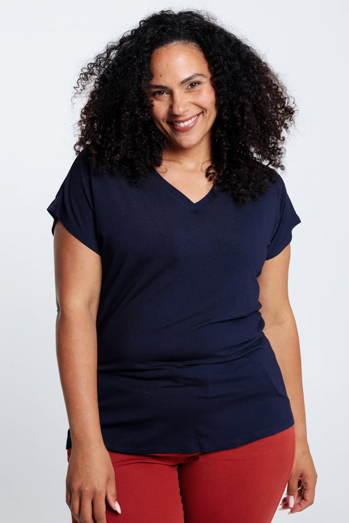 T-shirt uni en viscose-Paprika-2