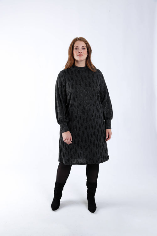 Jurk met jacquard luipaardmotief-Paprika-8