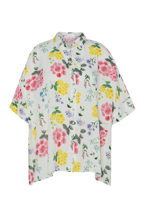 Chemisier ample en viscose imprimé floral-Paprika-2