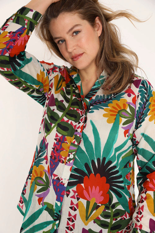 Blouse van katoen met tropische print-Paprika-6