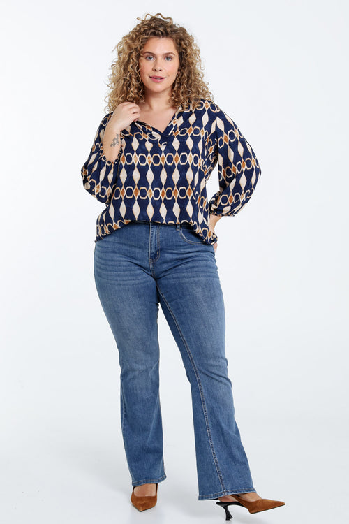 Blouse en viscose imprimé graphique-Paprika-9