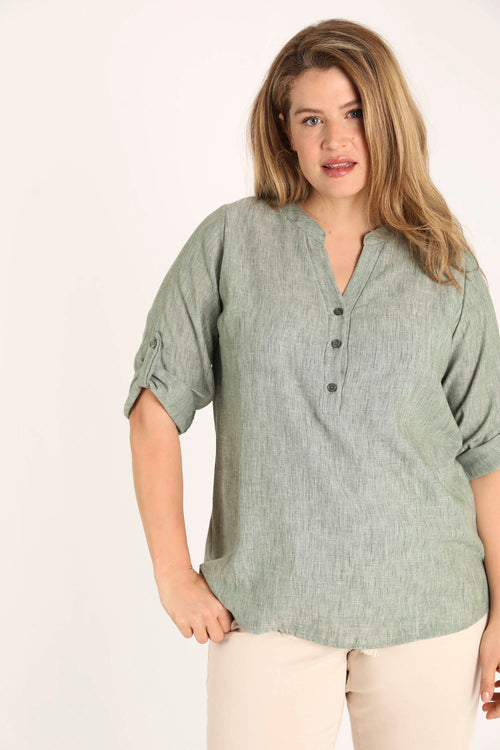 Blouse unie chinée-Paprika-1