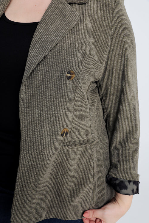 Blazer en velours doublé imprimé peau de bête-Paprika-3