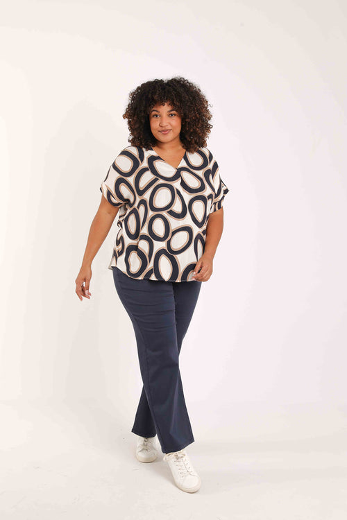 Blouse met grafische ronde print-Paprika-8