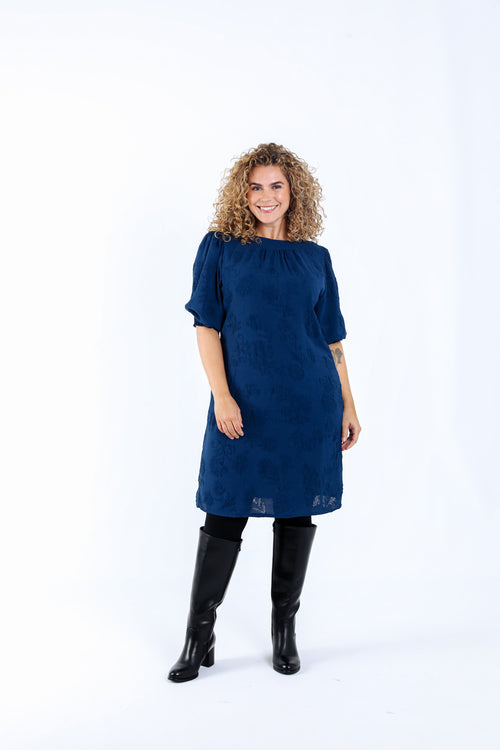Robe courte unie avec motif en relief-Paprika-2