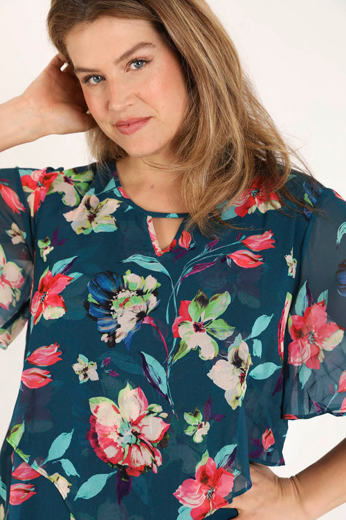Exclusief SHEEGO - Blouse van viscose met bloemenprint-Paprika-5