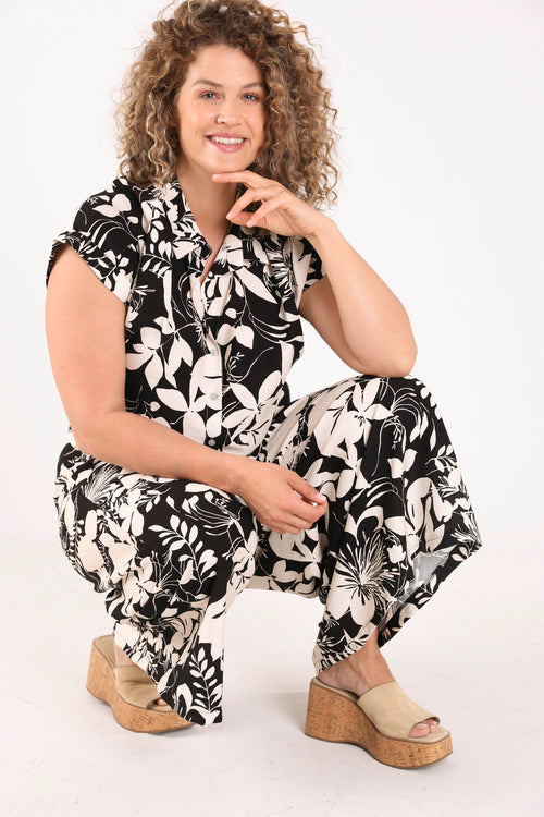 Blouse van bedrukt bicolor viscose-Paprika-7