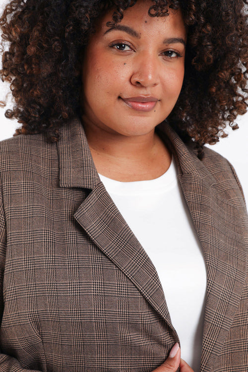 Blazer à carreaux avec lurex-Paprika-7