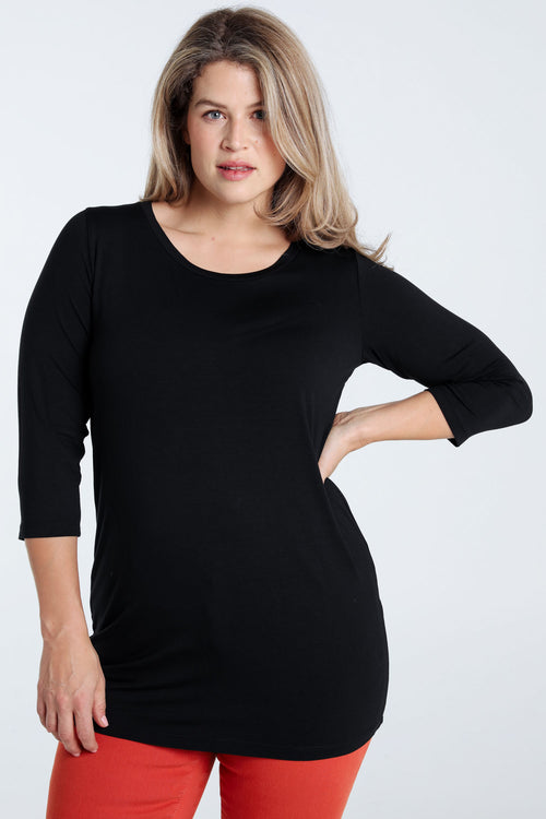 Basic effen viscose T-shirt-Paprika-2