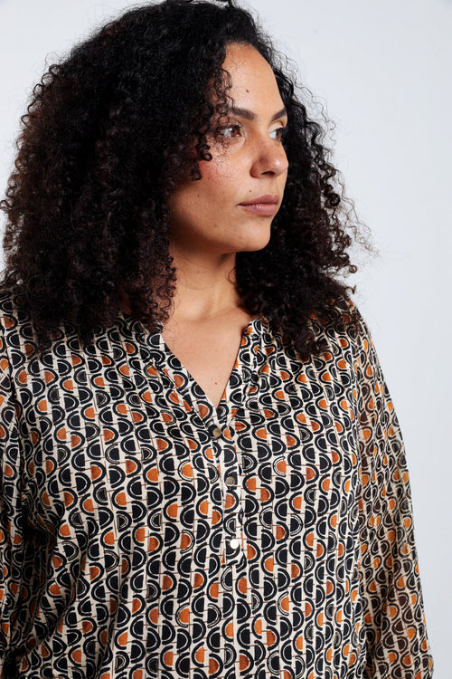 T-shirt met gouden grafisch motief-Paprika-5