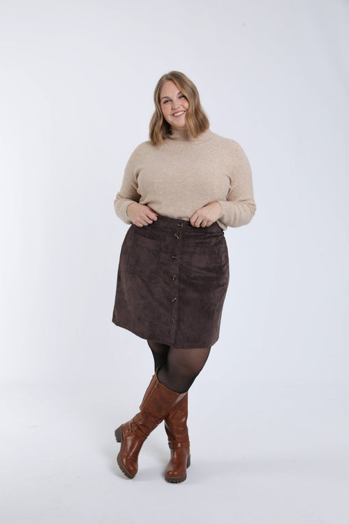 Korte rok van fluweel-Paprika-6