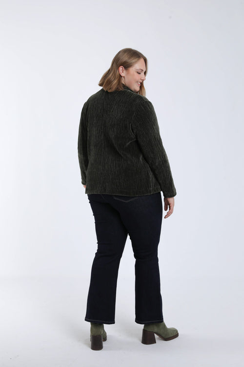 Effen blazer van geplooid fluweel-Paprika-2