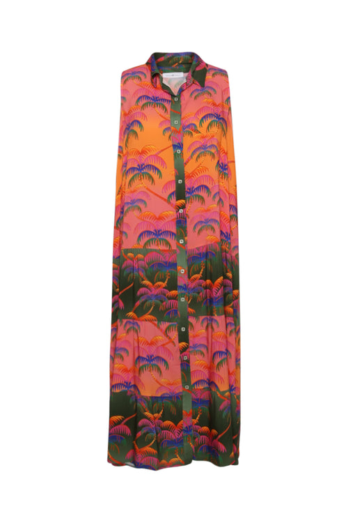 Jurk van viscose met palmprint-Paprika-10