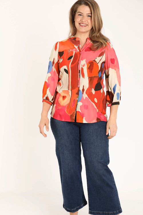 Blouse en viscose imprimé coquelicots-Paprika-7