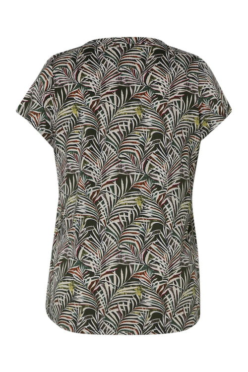 T-shirt en maille froide imprimé feuillage-Paprika-11