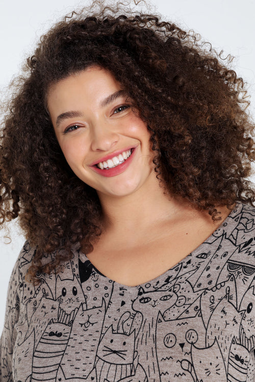 Lange trui met kattenmotief-Paprika-4