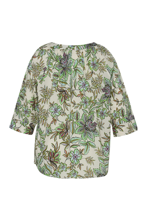 Blouse en coton avec imprimé floral-Paprika-11