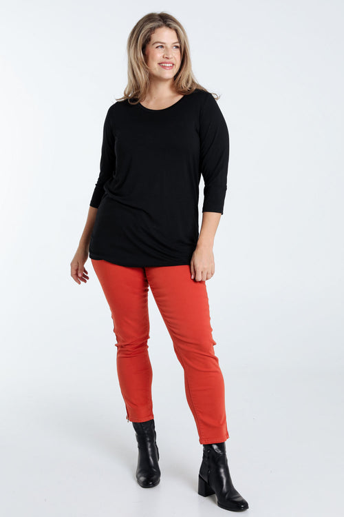 T-shirt basic uni en viscose-Paprika-8