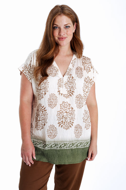 Blouse van viscose met paisley-print en een achterkant van gaas-Paprika-1