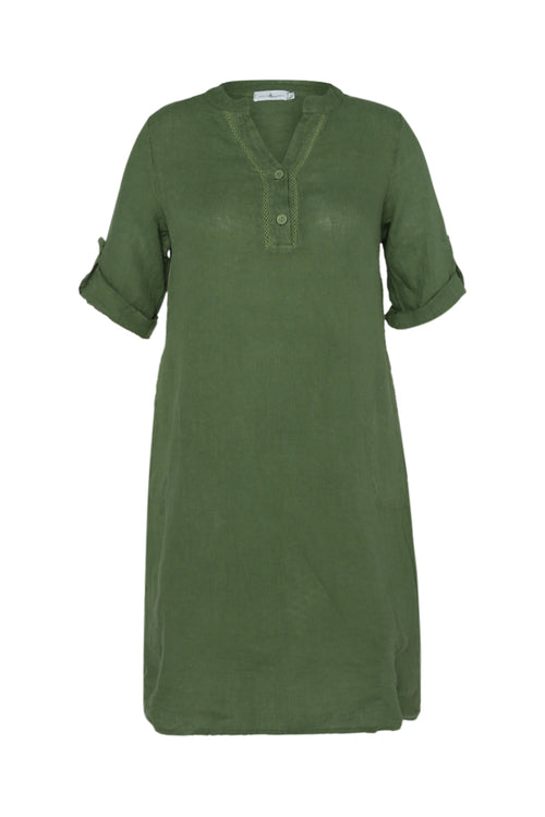 Effen linnen tuniek jurk-Paprika-3