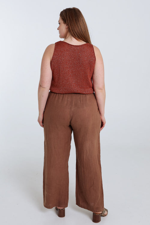 Débardeur en maille uni avec lurex-Paprika-2