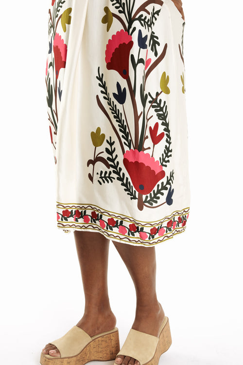 Jurk van bedrukte viscose in folkstijl-Paprika-4