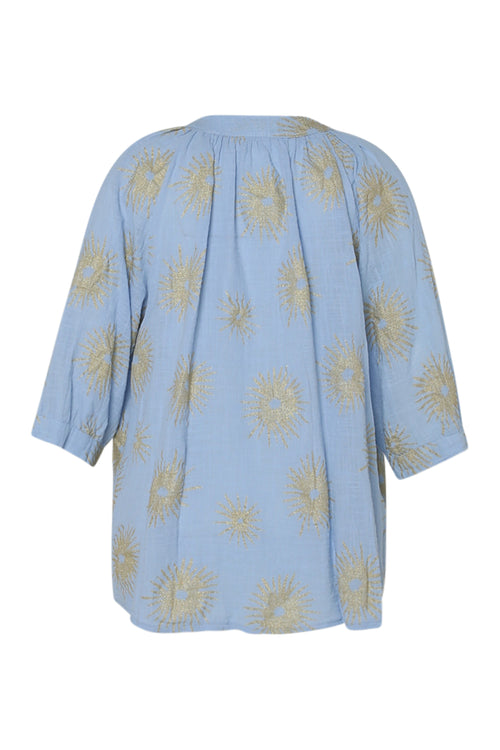 Blouse en coton imprimé soleil en foil-Paprika-11