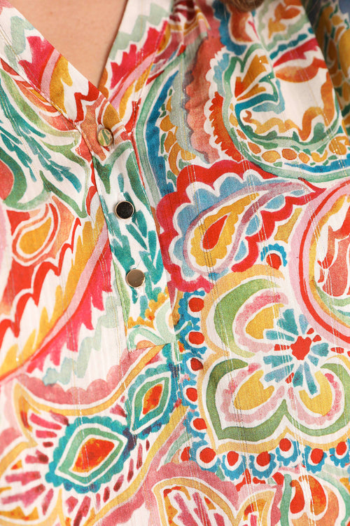 Blouse van viscose met paisleyprint-Paprika-4