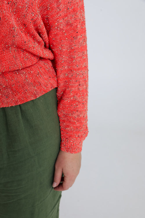 Pull maill fantaisie uni-Paprika-4