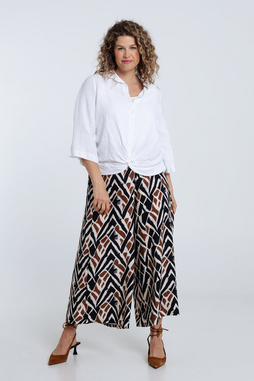 Effen linnen blouse met strik-Paprika-7