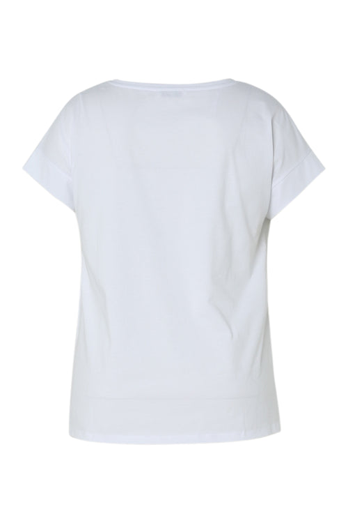 Effen katoenen T-shirt met geborduurde bloemen-Paprika-11