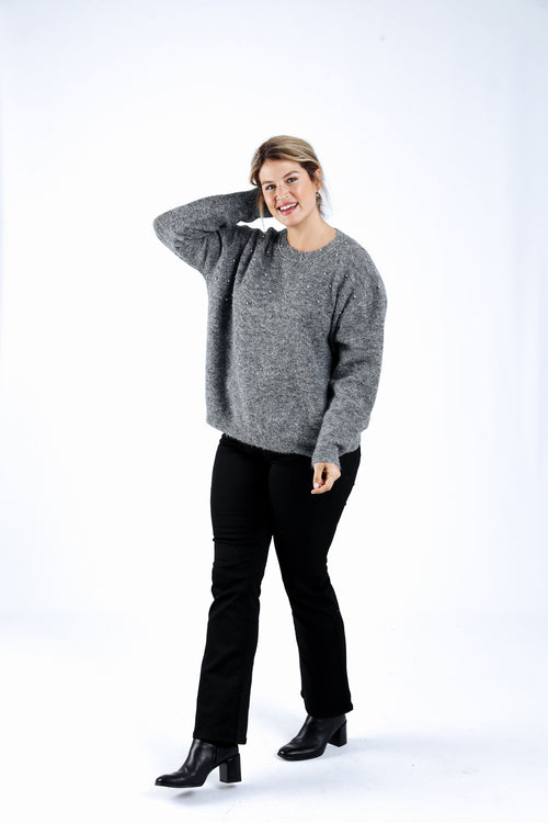 Pull uni détails strass-Paprika-5