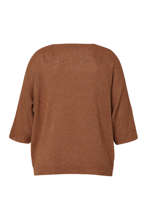 Pull boîte en coton avec lurex-Paprika-11