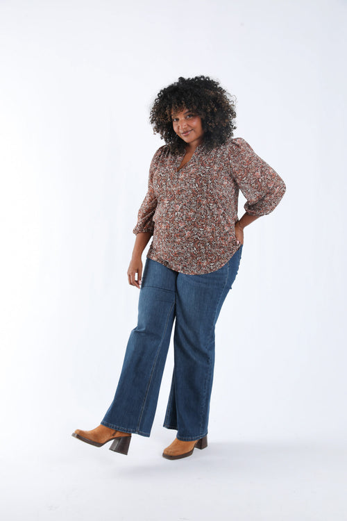 Blouse imprimé feuilles avec lurex-Paprika-8