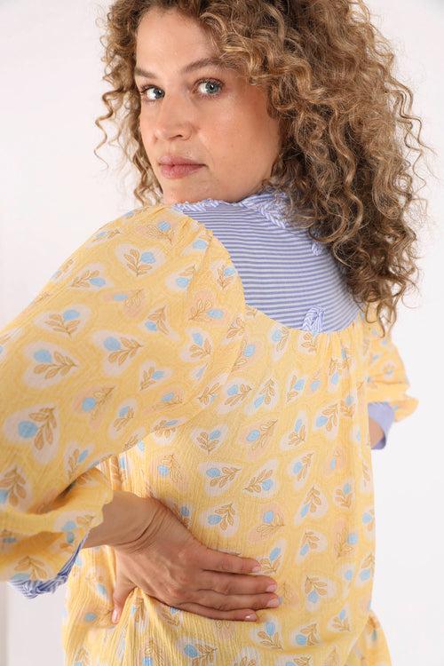 Blouse van viscose met bloemen- en streepdessin-Paprika-6
