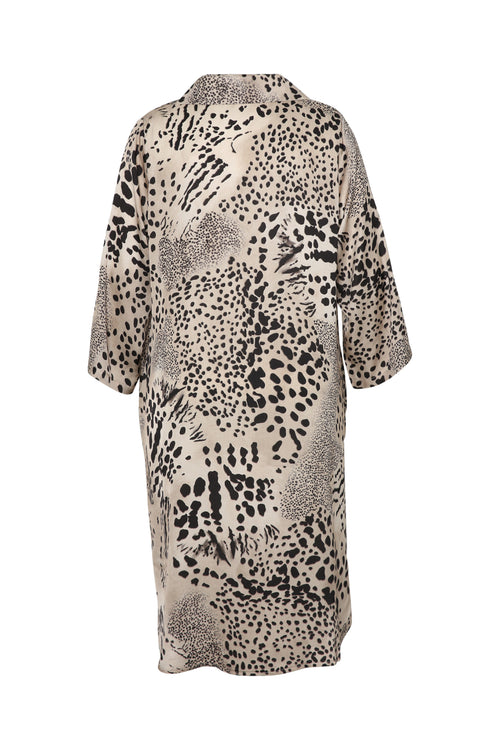 Robe chemise en viscose effet satinée imprimé animal-Paprika-8