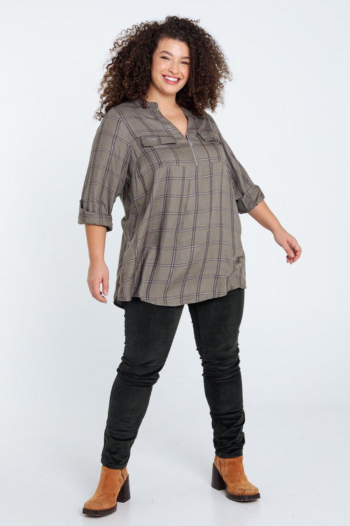 Chemise à carreaux en viscose-Paprika-8