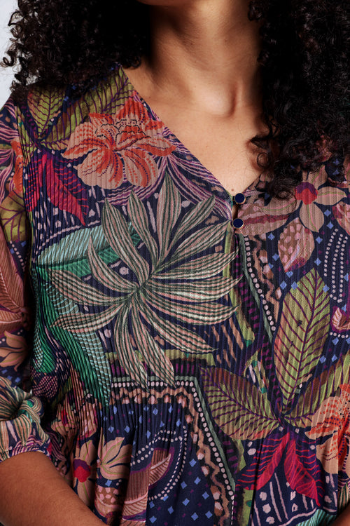 Robe en résille plissée-Paprika-4