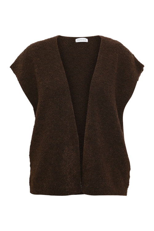 Mouwloos gilet van effen boucle-stof-Paprika-1