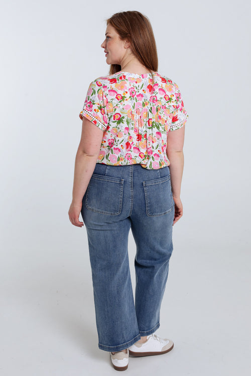 Blouse en viscose imprimé floral-Paprika-2