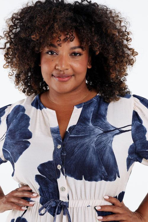 Robe longue en viscose imprimé feuillage-Paprika-3