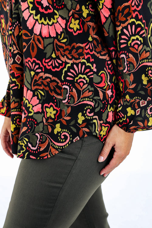 Blouse en viscose imprimé folk-Paprika-5