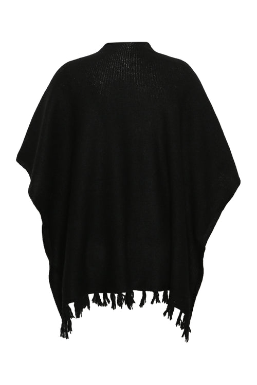 Poncho uni à franges-Paprika-2