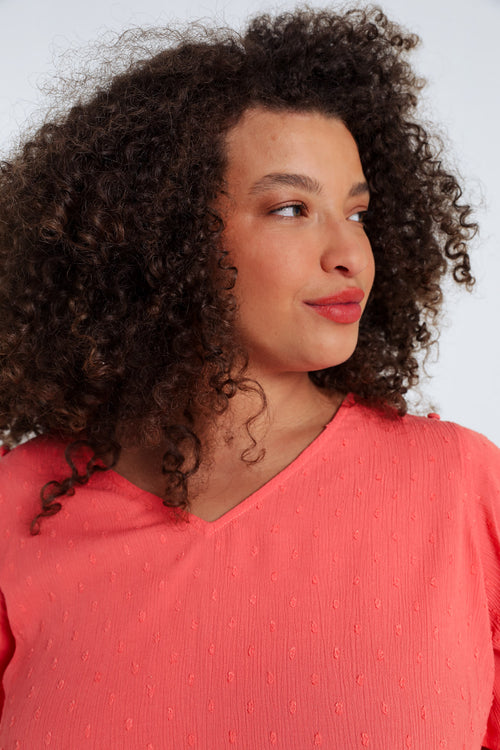 Blouse en viscose unie-Paprika-3