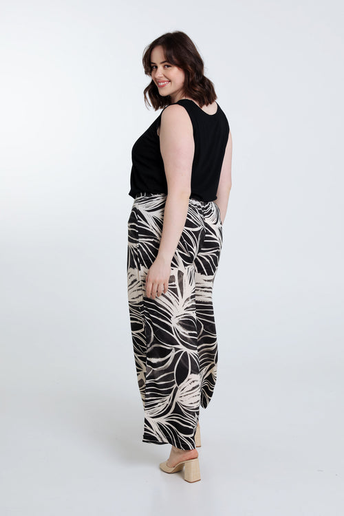 Pantalon feuillage en viscose-Paprika-2