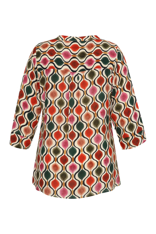 Blouse en viscose imprimé graphique-Paprika-2