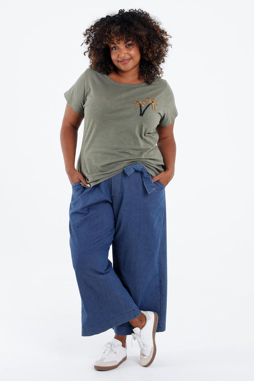 T-shirt en coton avec palmier en sequins-Paprika-7
